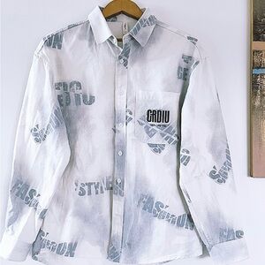 White and Gray Unique Men's Shirt
